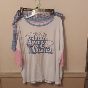 Disney Stitch Womans Pajama Set Top And Shorts Sz XL (16-18)